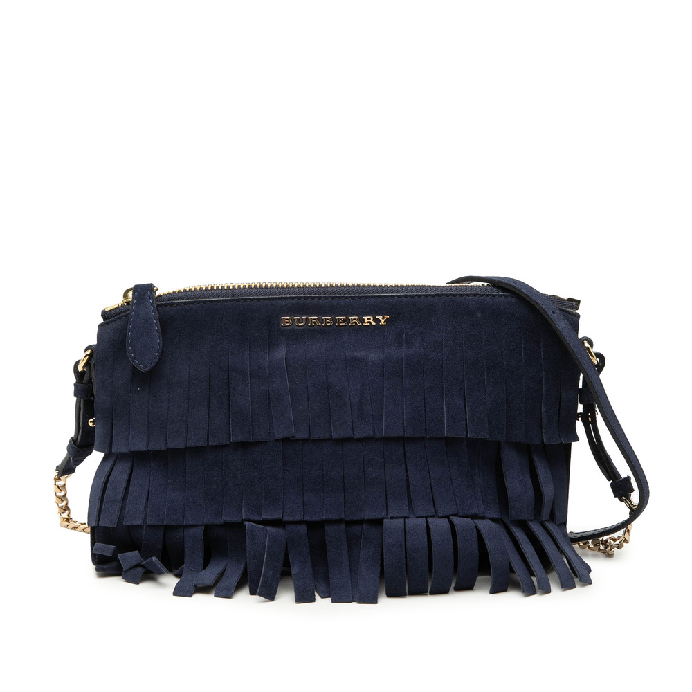 Pre-Loved Burberry Suede Peyton Fringe Crossbody - Picture 1 of 8